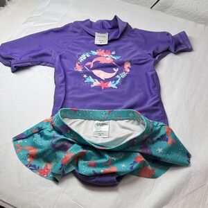 Lot Girls Purple & Teal Mermaid /Pink Swim Set